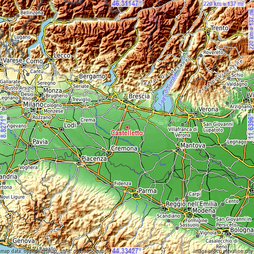 Topographic map of Castelletto