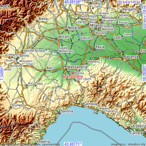 Topographic map of Mandrogne