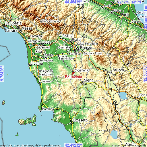 Topographic map of Bellavista