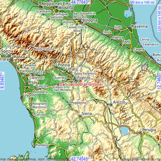 Topographic map of San Jacopo al Girone