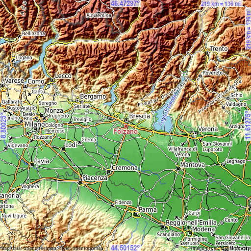 Topographic map of Folzano
