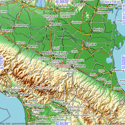 Topographic map of Cavazzona