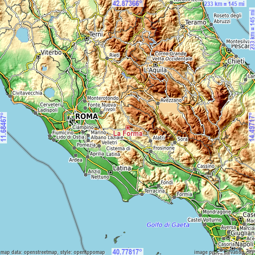 Topographic map of La Forma