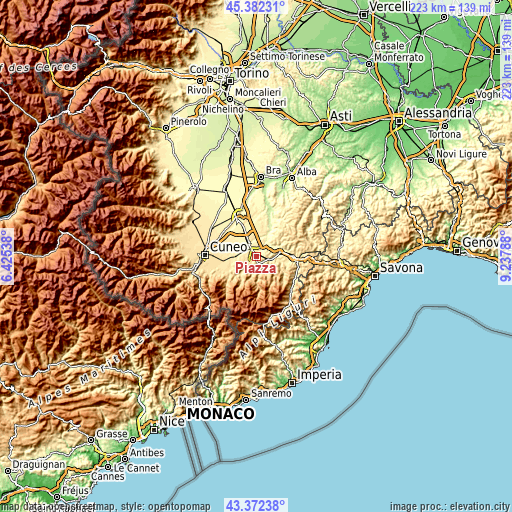 Topographic map of Piazza