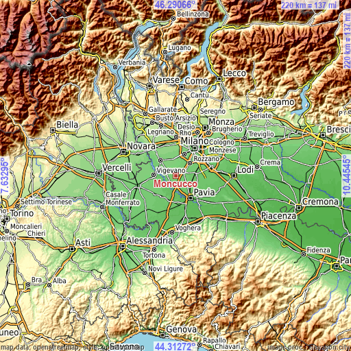 Topographic map of Moncucco