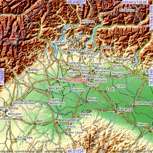 Topographic map of Mantegazza