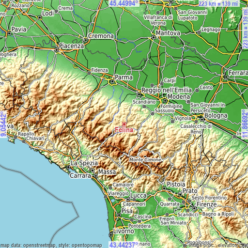 Topographic map of Felina