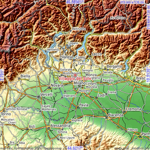 Topographic map of Villaggio del Sole