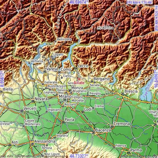 Topographic map of Arlate