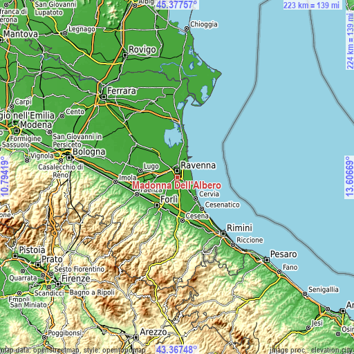 Topographic map of Madonna Dell'Albero