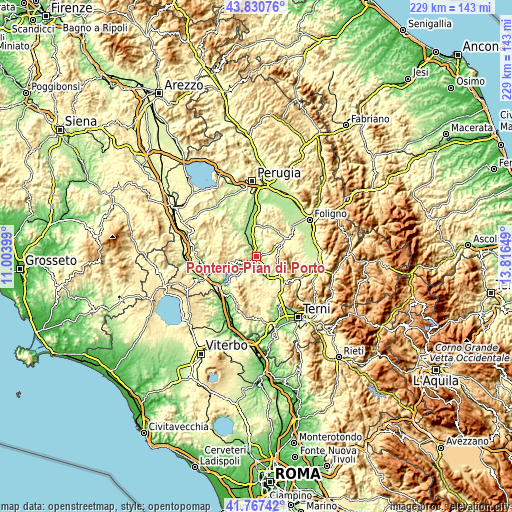 Topographic map of Ponterio-Pian di Porto