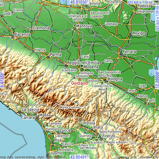 Topographic map of Gorzano