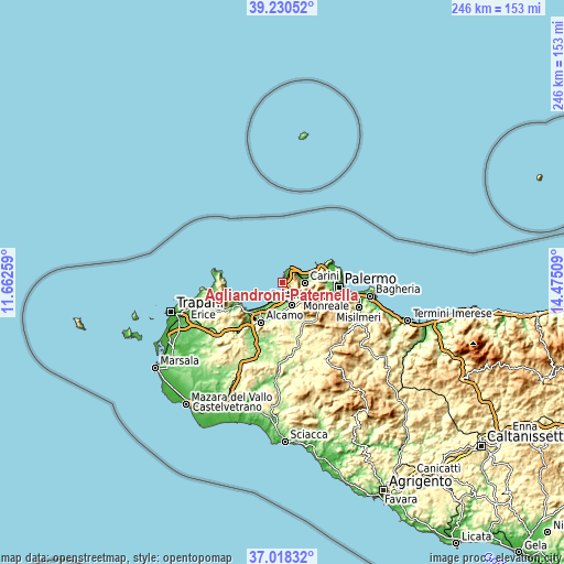 Topographic map of Agliandroni-Paternella