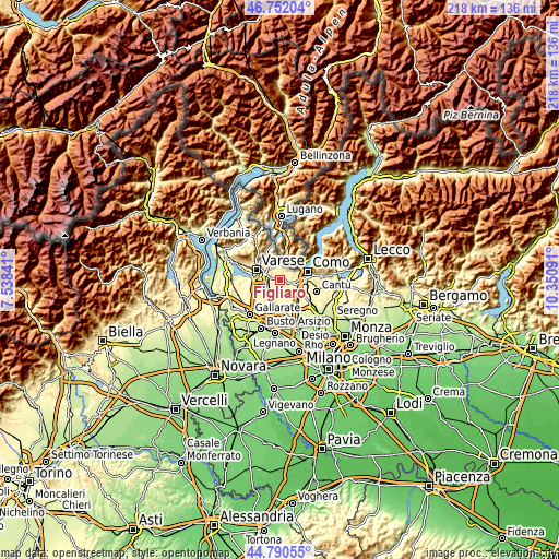 Topographic map of Figliaro