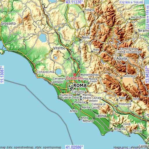 Topographic map of Costaroni