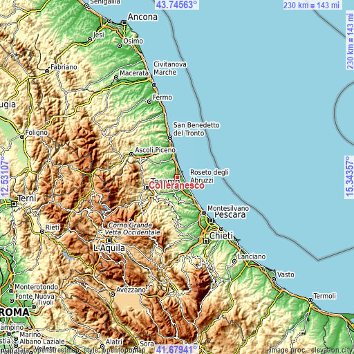 Topographic map of Colleranesco