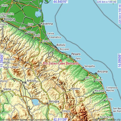 Topographic map of Rio Salso-Case Bernardi