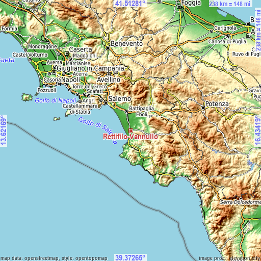 Topographic map of Rettifilo-Vannullo