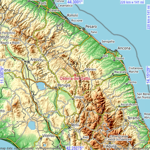 Topographic map of Osteria del Gatto