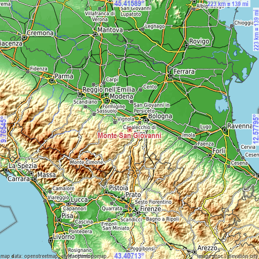 Topographic map of Monte San Giovanni
