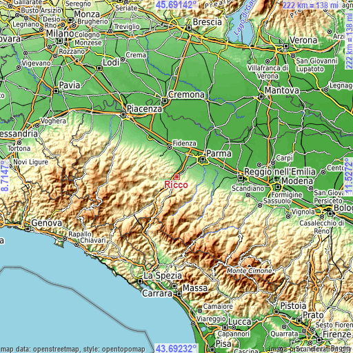 Topographic map of Riccò