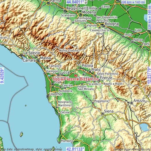 Topographic map of Uggia-Pazzera-Bizzarrino