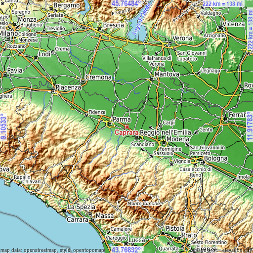 Topographic map of Caprara