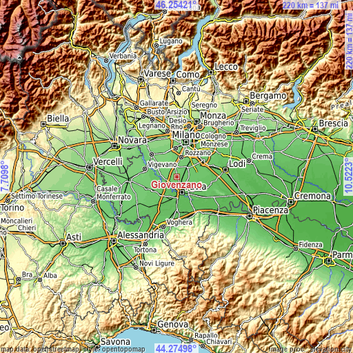 Topographic map of Giovenzano