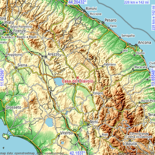 Topographic map of Casa del Diavolo