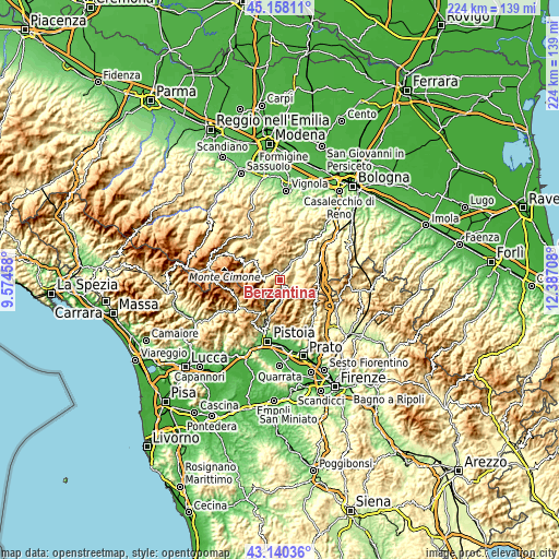 Topographic map of Berzantina