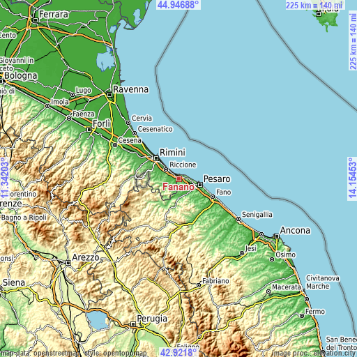 Topographic map of Fanano