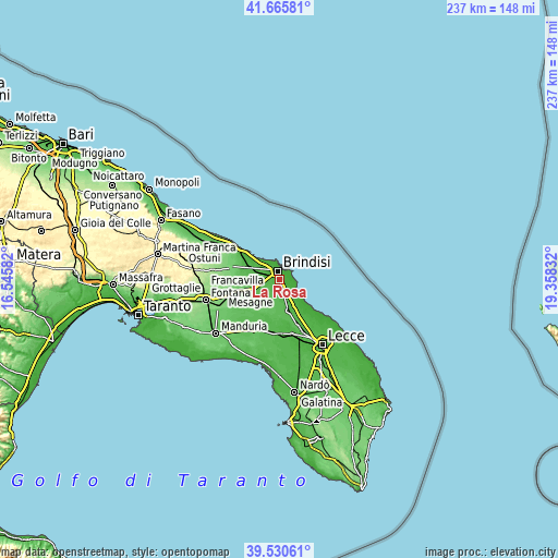 Topographic map of La Rosa