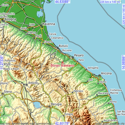 Topographic map of Borgo Massano