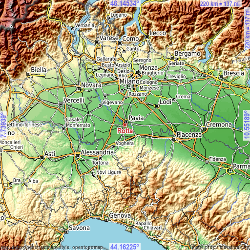 Topographic map of Rotta