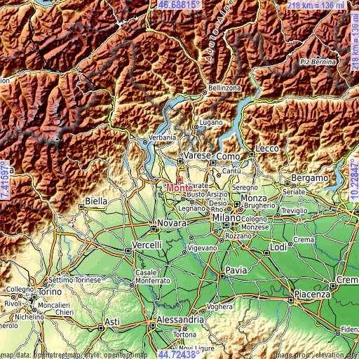 Topographic map of Monte