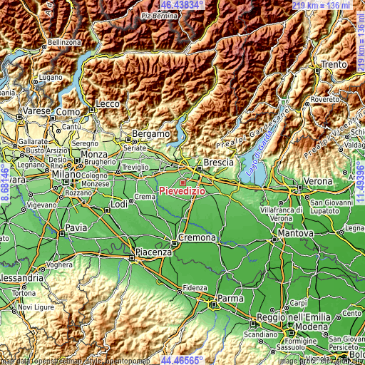 Topographic map of Pievedizio