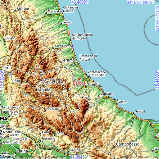 Topographic map of Barberi