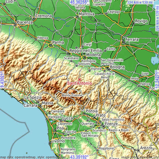 Topographic map of Sant'Antonio