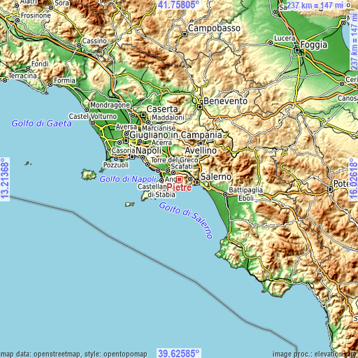 Topographic map of Pietre