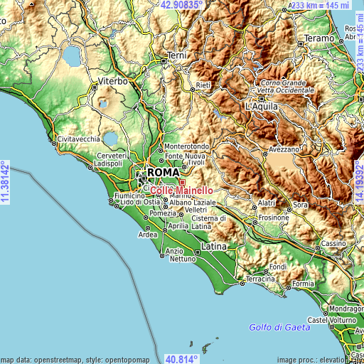 Topographic map of Colle Mainello