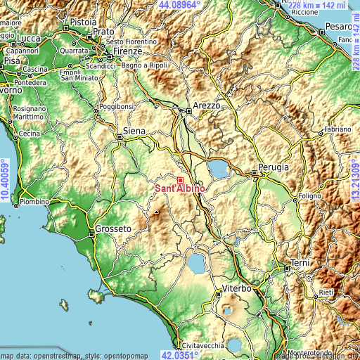 Topographic map of Sant'Albino