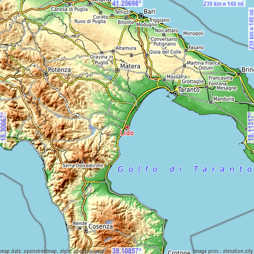 Topographic map of Lido