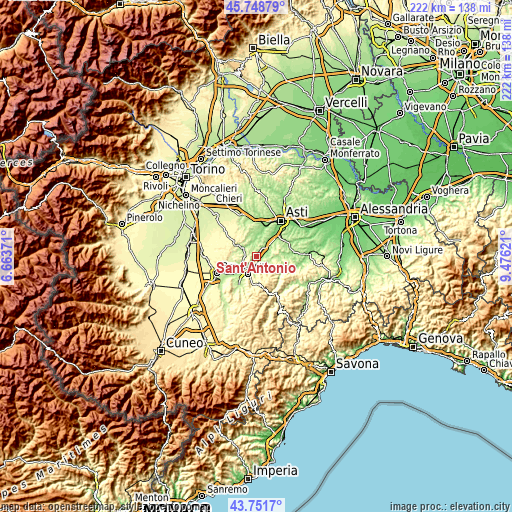 Topographic map of Sant'Antonio