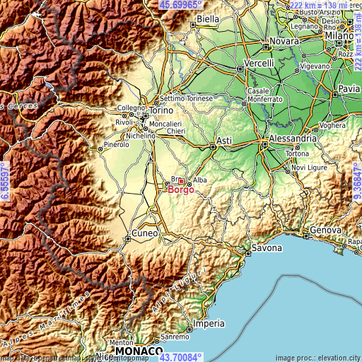 Topographic map of Borgo