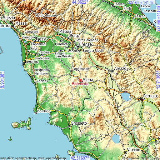 Topographic map of Belverde