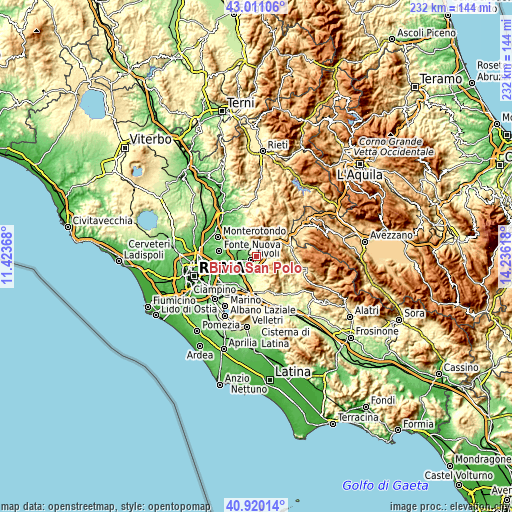 Topographic map of Bivio San Polo