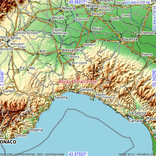 Topographic map of Borgo Fornari-Pieve