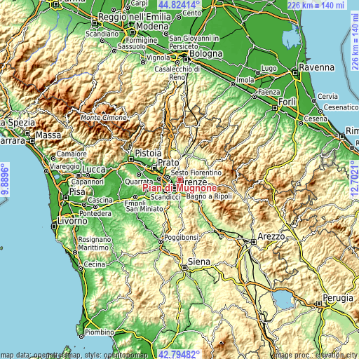 Topographic map of Pian di Mugnone