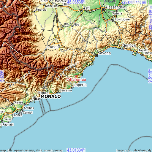 Topographic map of Villafranca