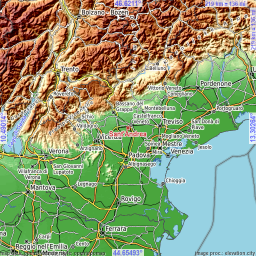 Topographic map of Sant'Andrea